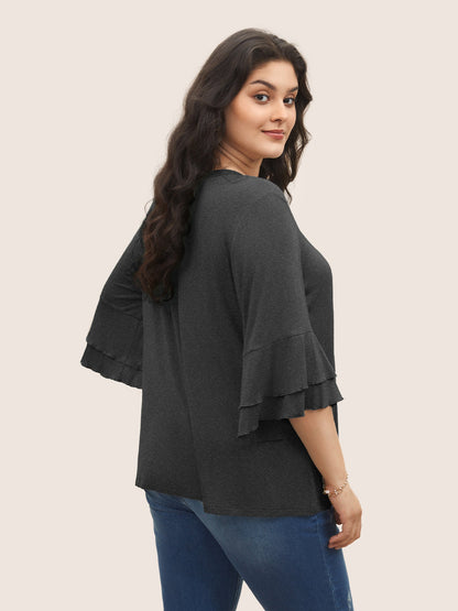 Supersoft Essentials Ruffle Layered Sleeve Pleated T-shirt