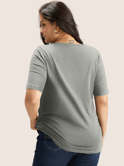 Cotton V Neck Plain Basic T-shirt