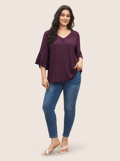 Supersoft Essentials Ruffle Layered Sleeve Pleated T-shirt