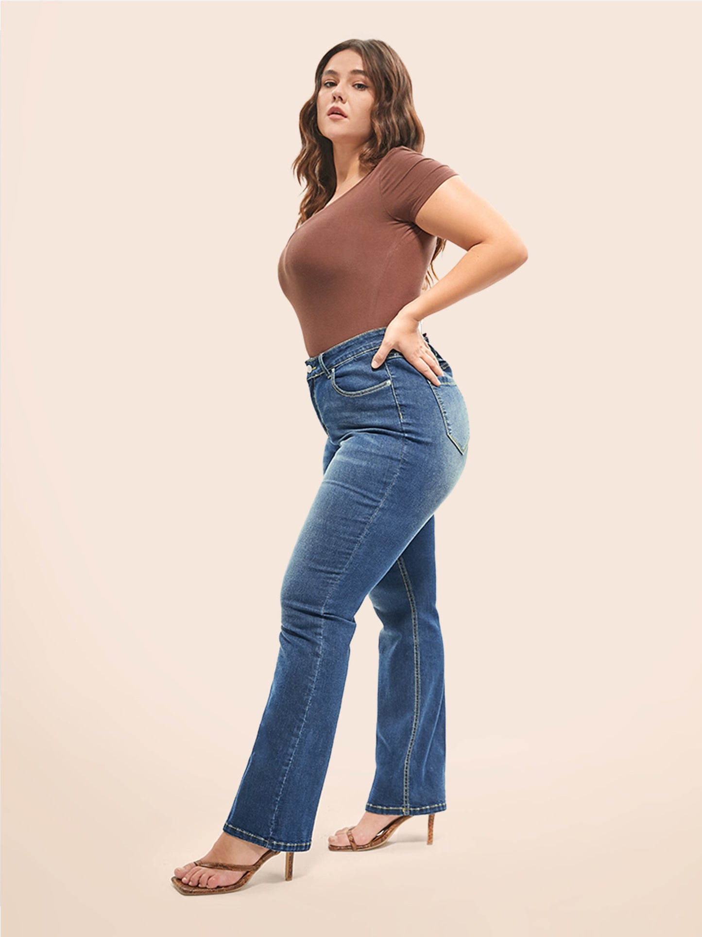 Bootcut Very Stretchy Mid Rise Medium Wash Sculpt Waist Jeans