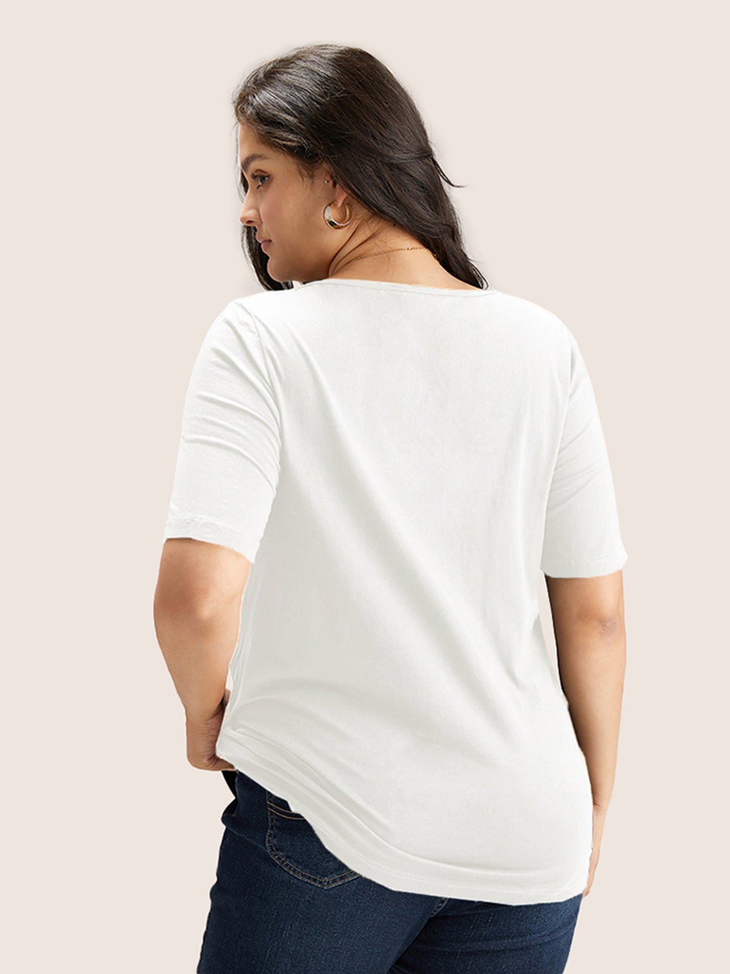 Cotton V Neck Plain Basic T-shirt