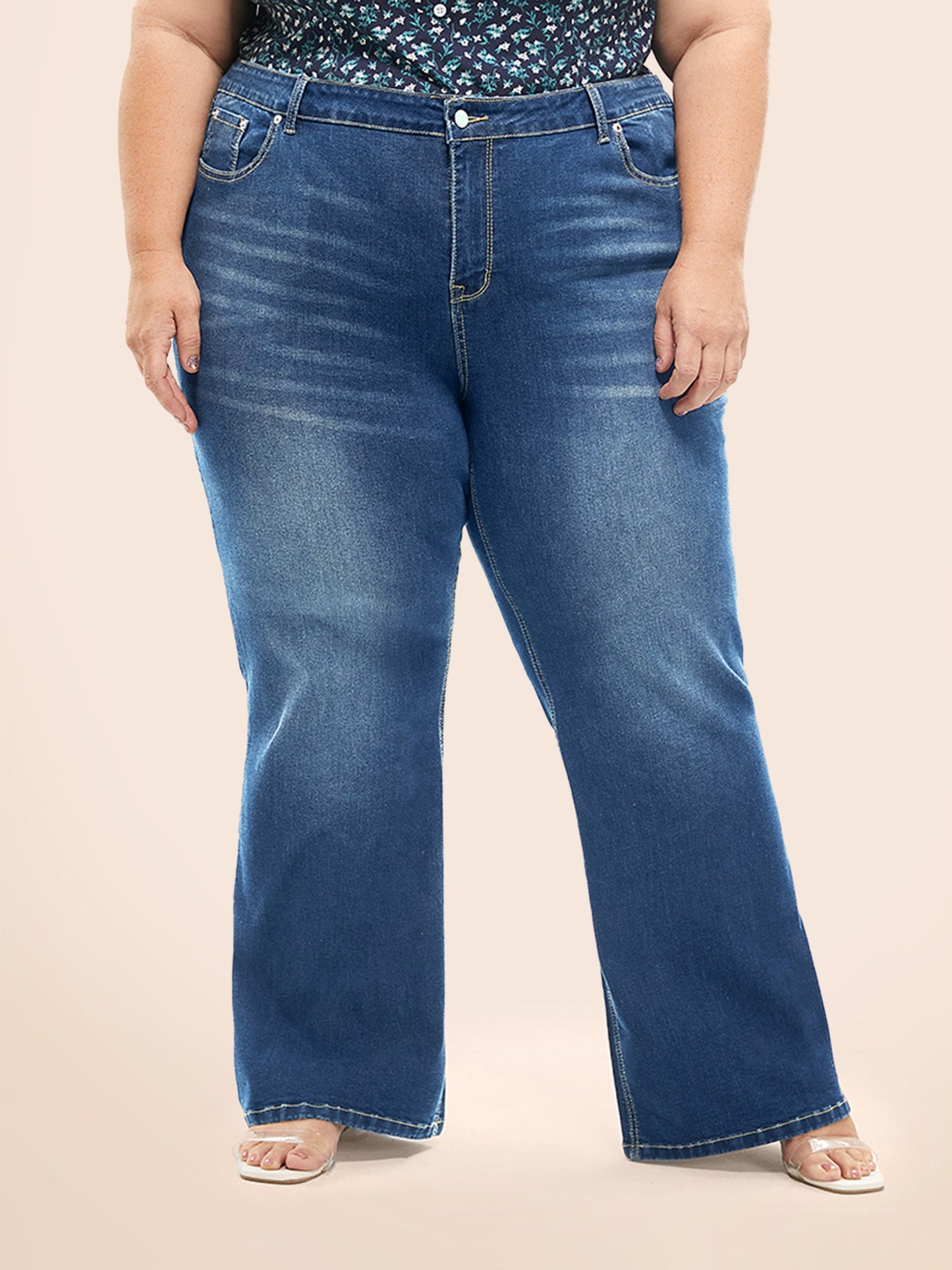 Bootcut Very Stretchy Mid Rise Medium Wash Sculpt Waist Jeans