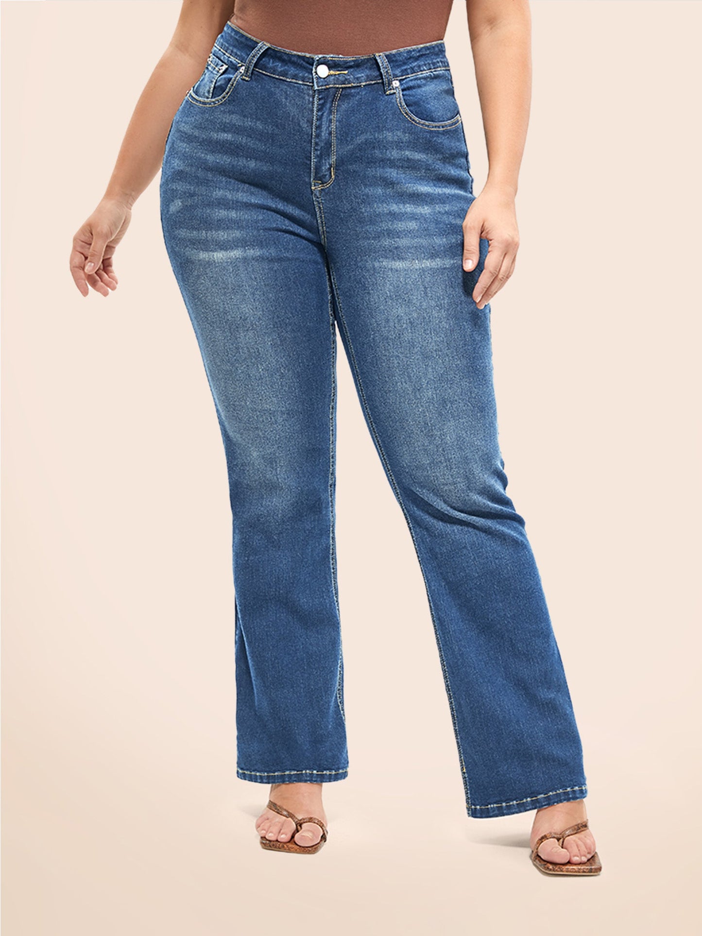 Bootcut Very Stretchy Mid Rise Medium Wash Sculpt Waist Jeans