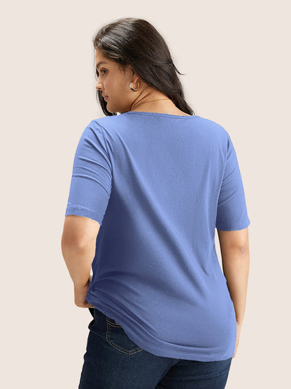 Cotton V Neck Plain Basic T-shirt