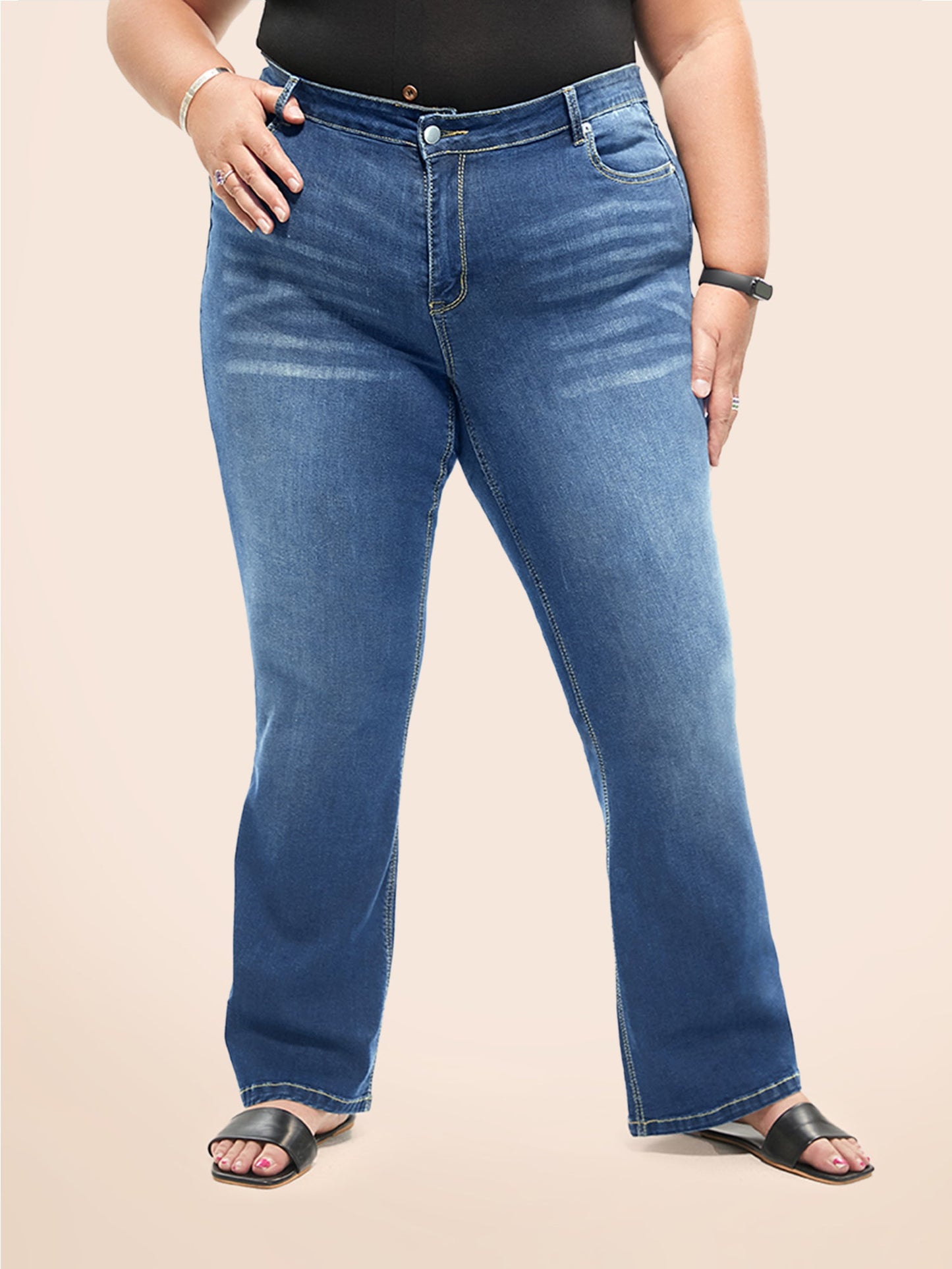 Bootcut Very Stretchy Mid Rise Medium Wash Sculpt Waist Jeans