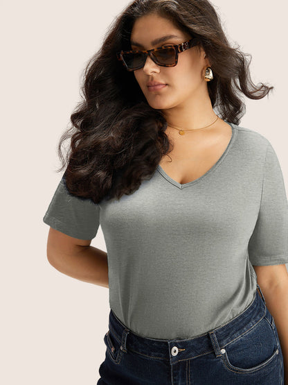 Cotton V Neck Plain Basic T-shirt