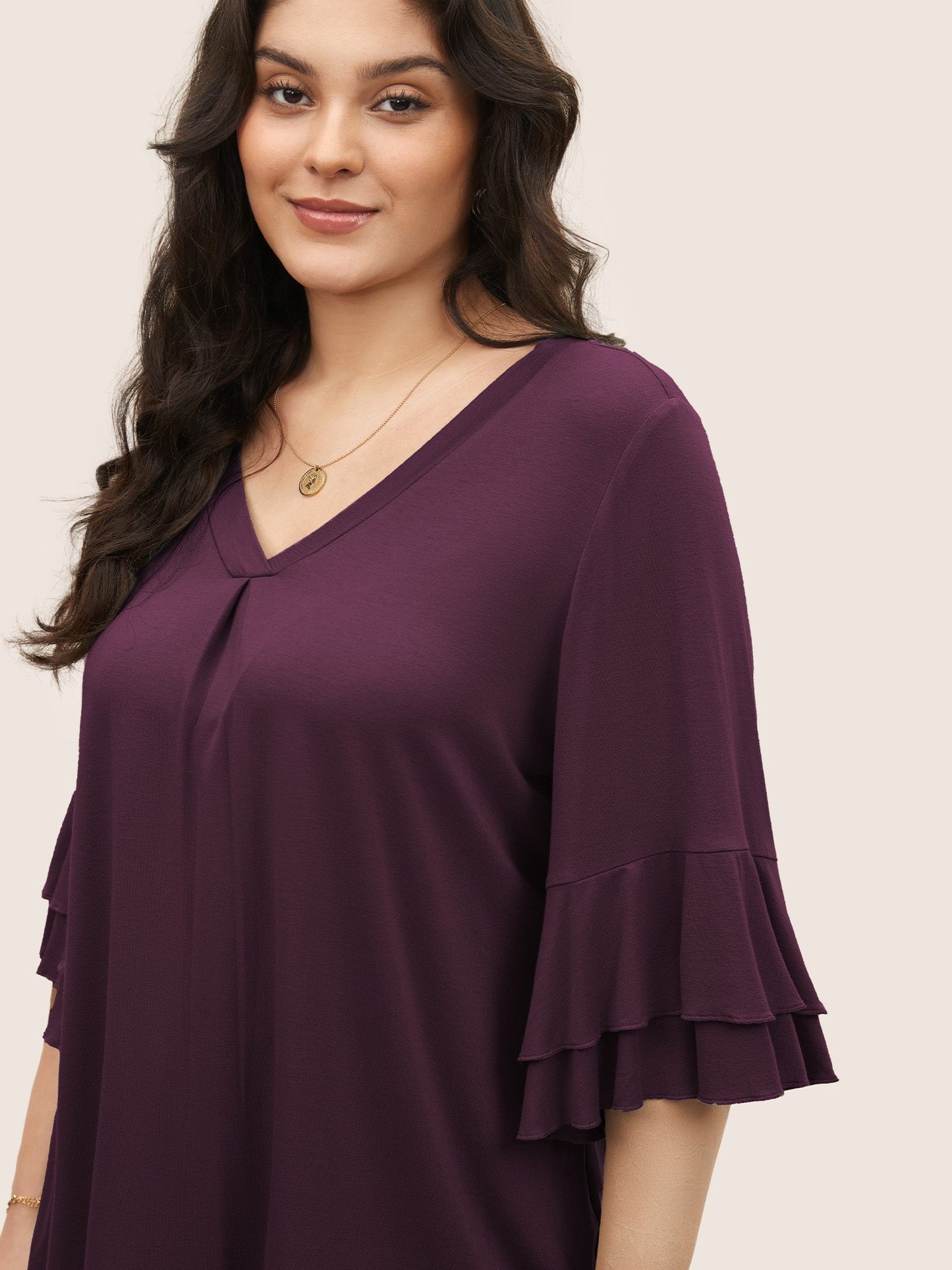 Supersoft Essentials Ruffle Layered Sleeve Pleated T-shirt