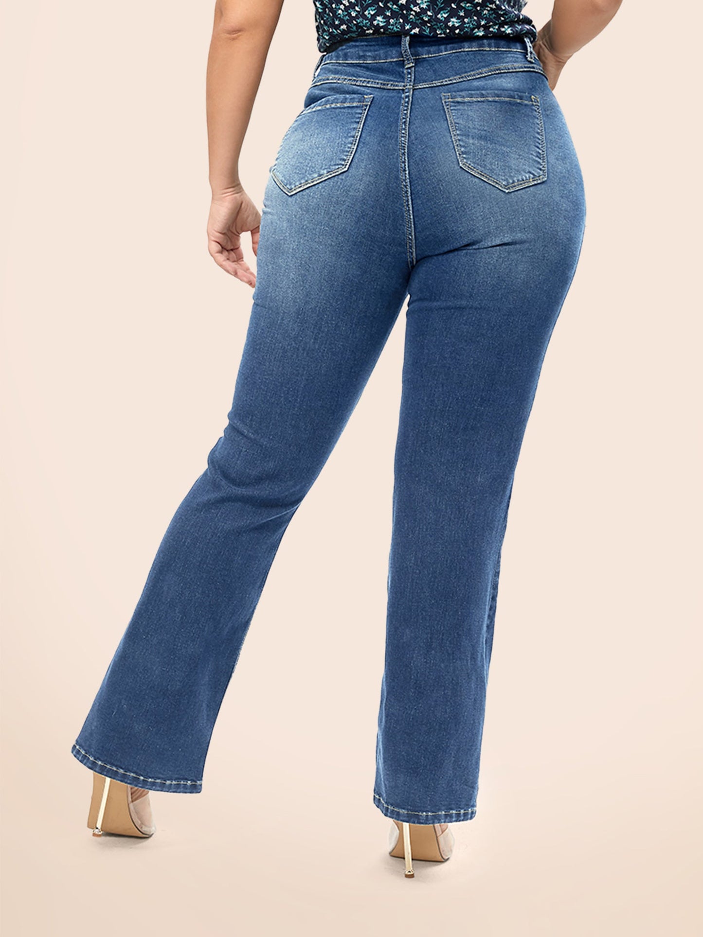 Bootcut Very Stretchy Mid Rise Medium Wash Sculpt Waist Jeans