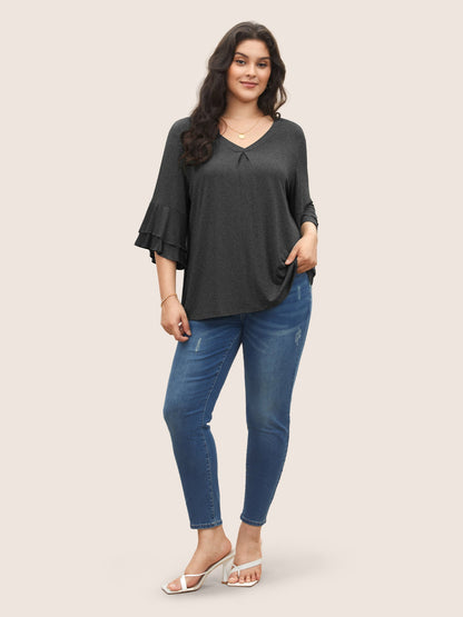 Supersoft Essentials Ruffle Layered Sleeve Pleated T-shirt