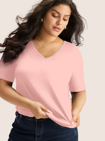 Cotton V Neck Plain Basic T-shirt