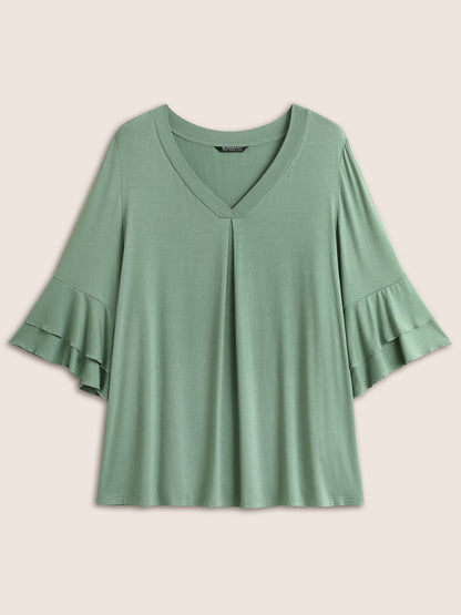 Supersoft Essentials Ruffle Layered Sleeve Pleated T-shirt