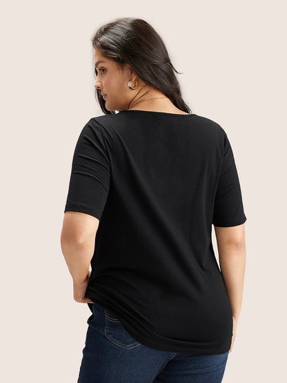 Cotton V Neck Plain Basic T-shirt