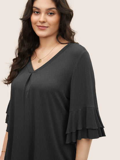 Supersoft Essentials Ruffle Layered Sleeve Pleated T-shirt