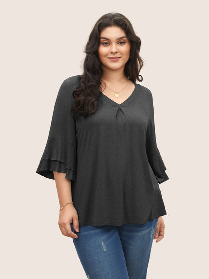 Supersoft Essentials Ruffle Layered Sleeve Pleated T-shirt