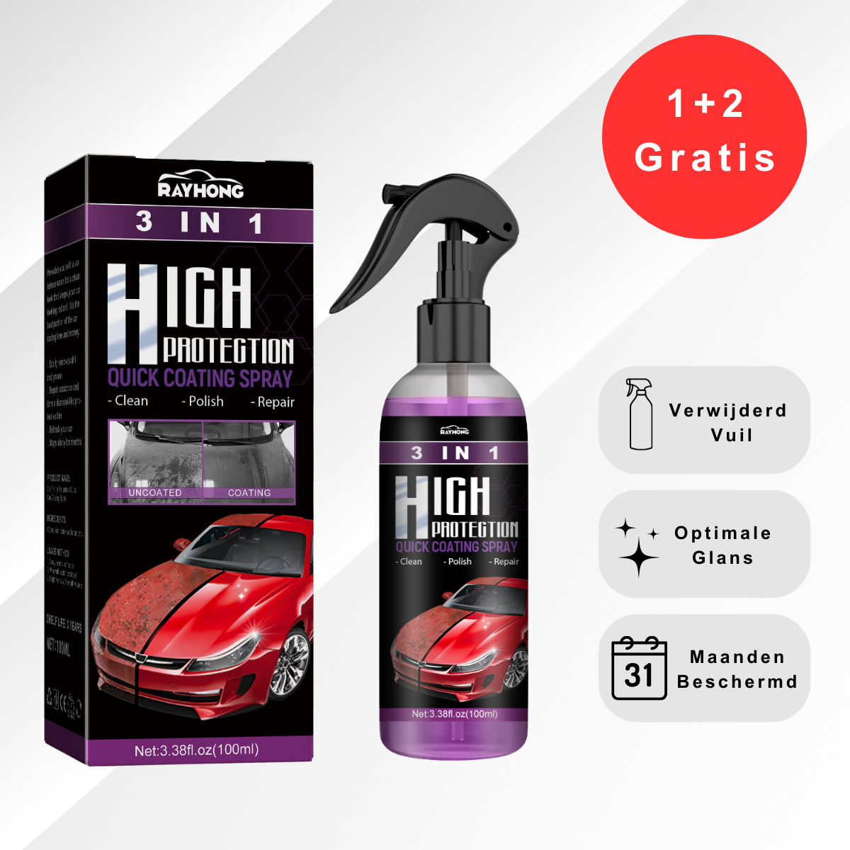 3 in 1 Nano Keramische Coatingspray | 1+2 Gratis