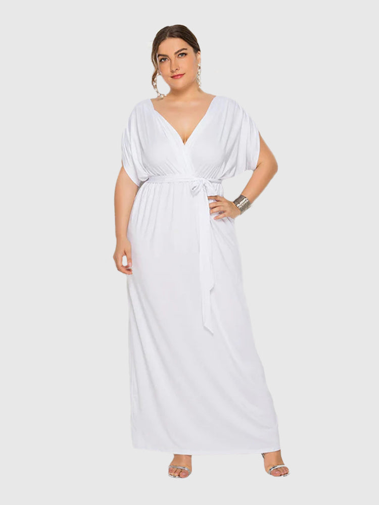 Plus Dolman Sleeve Wrap Maxi Party Dress