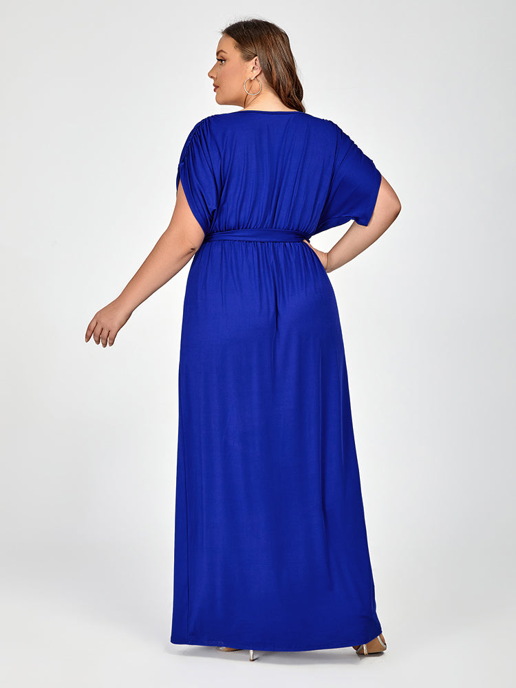 Plus Dolman Sleeve Wrap Maxi Party Dress