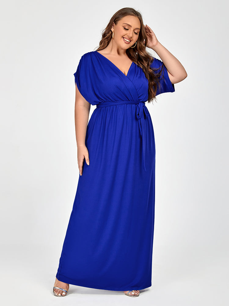 Plus Dolman Sleeve Wrap Maxi Party Dress